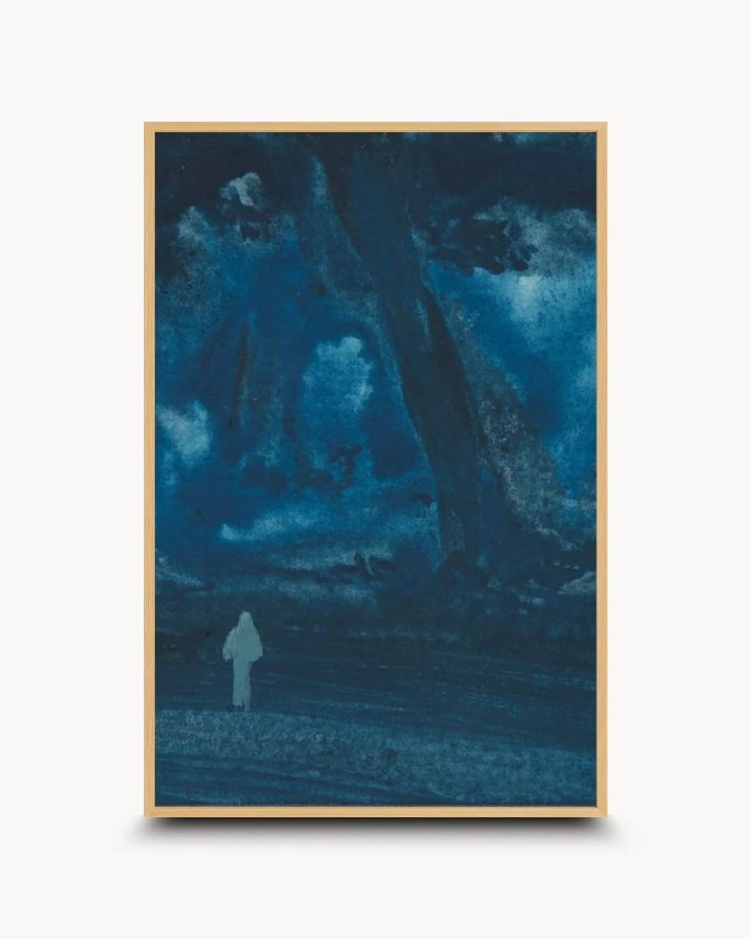 Organic modern styling of Bireswar Das's Himalayan peaks typography poster in a natural Maple Wood frame by K2C Co. Ideal for Japandi and "slow living" office decor.