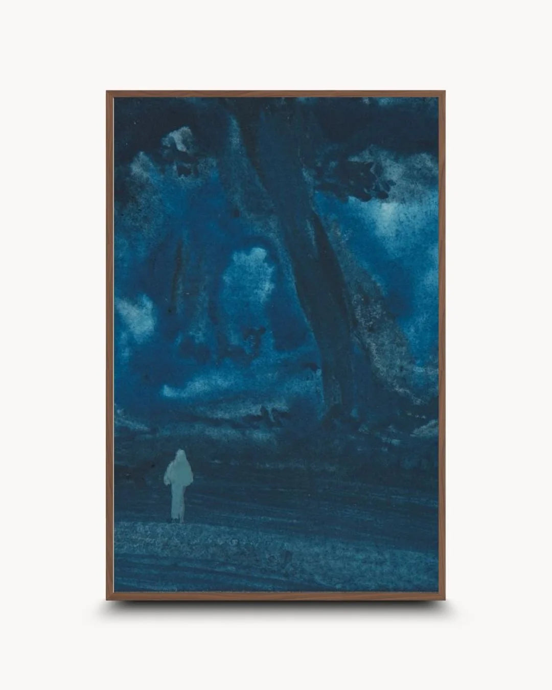 Bireswar Das "The Eternal Peaks" exhibition-style print in a warm Walnut Wood frame by K2C Co. A sophisticated balance of Indian heritage and mid-century modern gallery design.