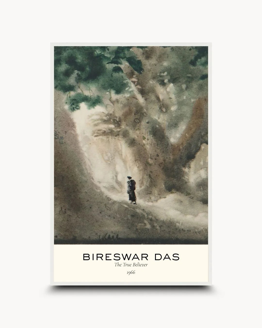 K2C Co. Bireswar Das "High Altitudes" museum print in a Moon White frame. Airy, neutral-toned fine art for Scandinavian or Japandi interiors.
