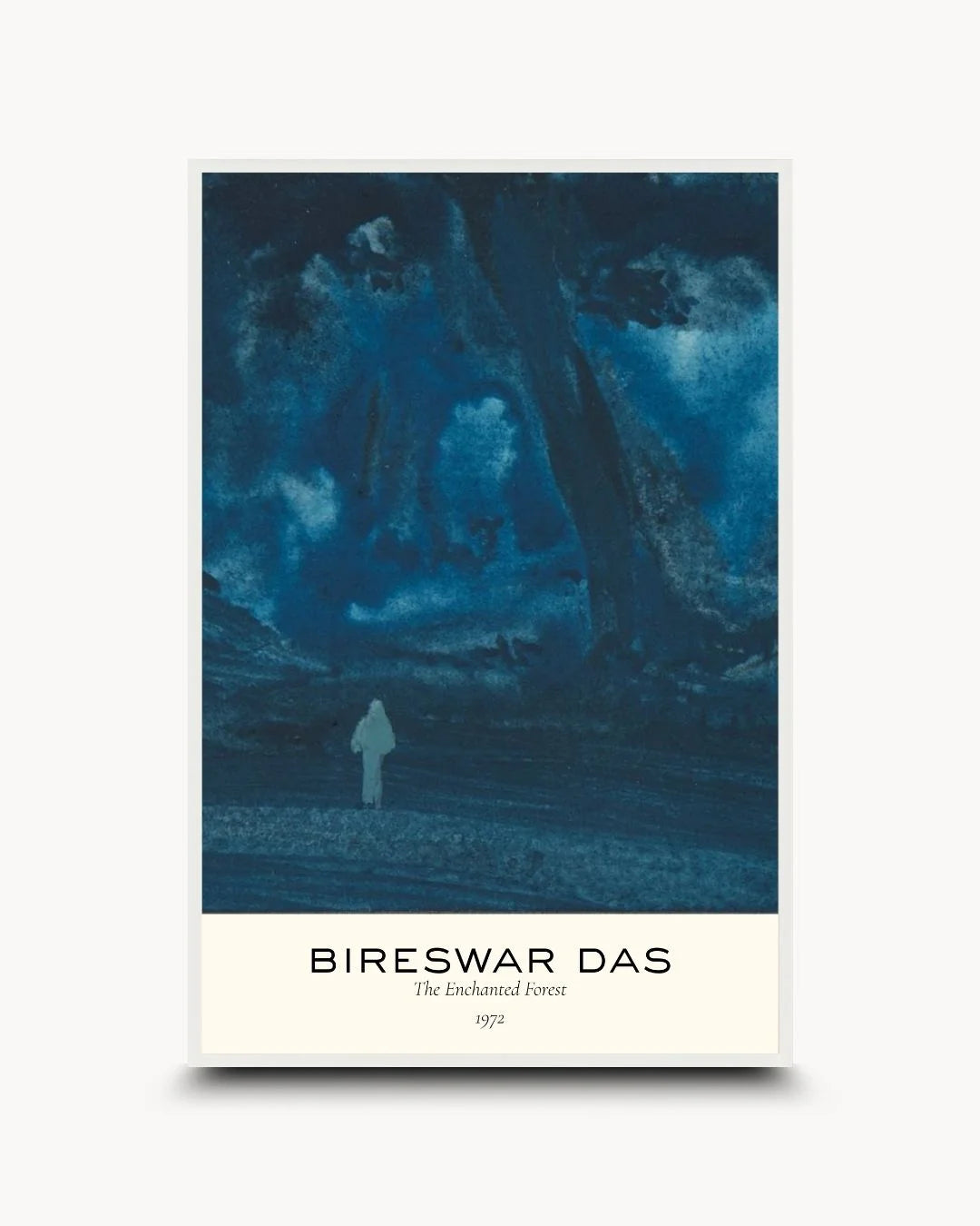 Bireswar Das signature series Himalayan peaks in a Moon White frame. Minimalist heritage wall art for bright, modern Indian homes.