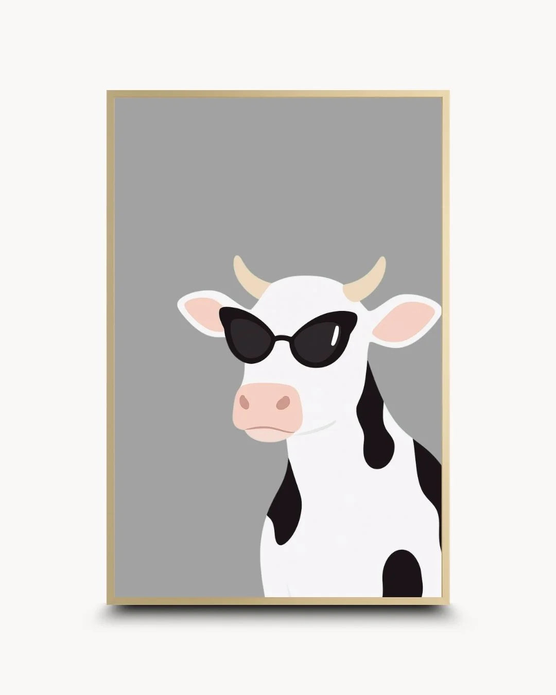 Elegant yet playful cow silhouette in a Satin Gold frame. Quirky farm animal wall art bringing humor and attitude to modern home decor by K2C Co.