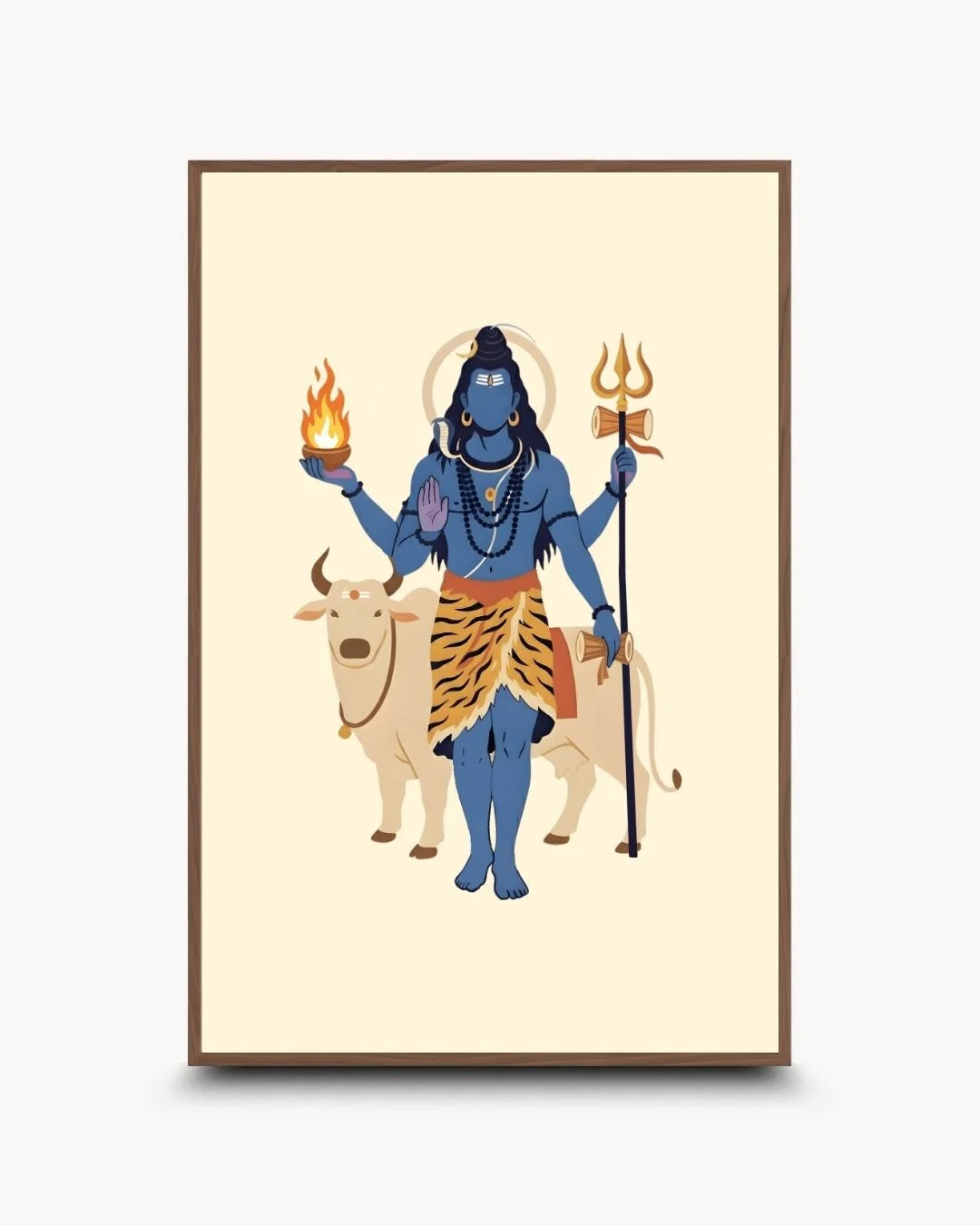 Sophisticated Shiva divine art in a Walnut Wood frame. High-contrast modern spiritual decor for premium residential and office spaces.