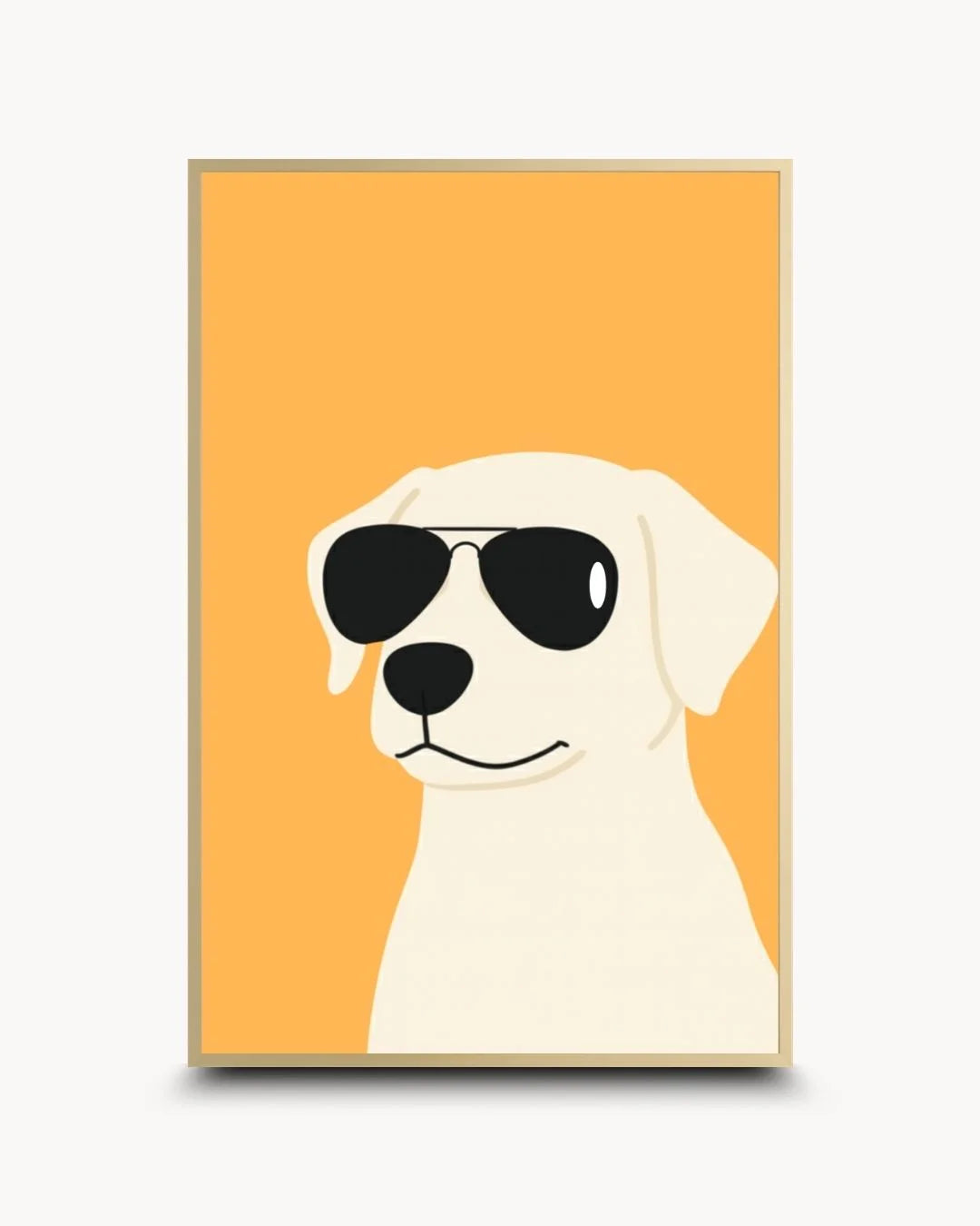 Elegant yet playful dog silhouette in a Satin Gold frame. Quirky pet wall art bringing humor and attitude to modern home decor by K2C Co.